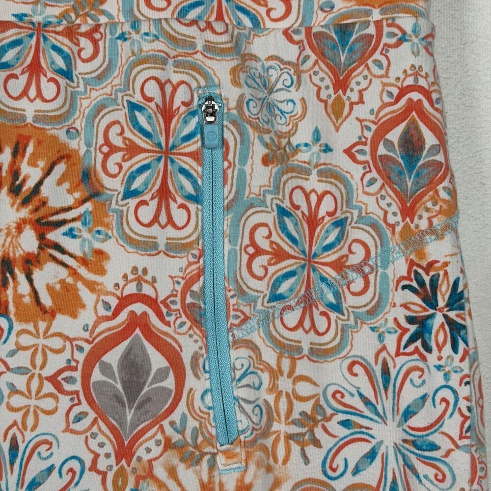 Talbots Skort 2X Orange Blue Geo Print Pull On Stretch Golf Skirt Built In Short - Picture 5 of 9
